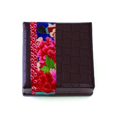 ふるさと納税 海南市 柿渋塗　四つ目箱　針箱サイズ　こげ茶布付