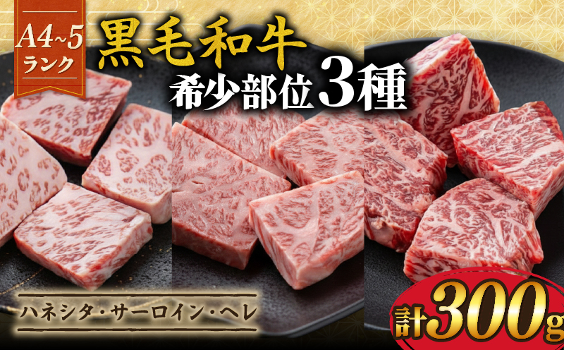 【A4~A5ランク黒毛和牛の希少部位】 3種類 セット 計300g ハネシタ サーロイン ヘレ たれ漬け 焼肉 A4ランク A5ランク 黒毛和牛 牛肉 和牛 牛 肉 お肉 おにく 国産 特製 タレ たれ 冷凍 小分け お弁当 おかず 夕ご飯 家庭 家庭用 惣菜 お惣菜 料理 調理 人気 おすすめ ふるさと納税 京都 八幡 八幡市 老舗 丸中精肉店 牛宗まるなか お正月 年末 年始 新年