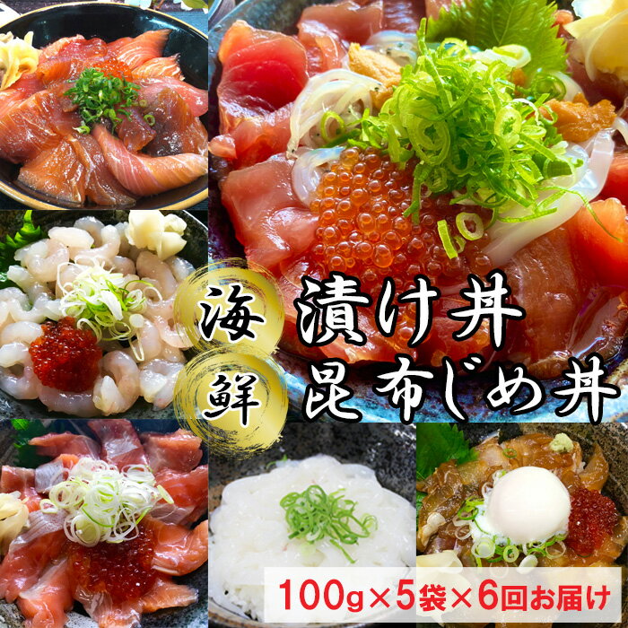 【ふるさと納税】【6回定期便】海鮮漬け丼・昆布締め丼の素 真鯛 サーモンまぐろ 白いか 甘エビ ブリ 丼 素 海鮮丼 6回 コース 定期便 頒布会 ごはんのお供 簡単 時短 ご自宅用 お土産　TY03