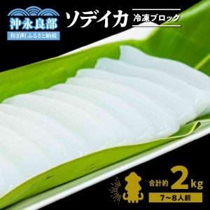 冷凍保存Ｏk！エメラルドブルーの美しい海で育ったおいしいソデイカ冷凍ブロック2キロ（7～8人前）！ W022-030u 魚 冷凍 イカ 加工品