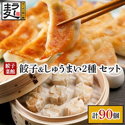 ふるさと納税 大刀洗町 餃子菜館90個セット(餃子60個&amp;大粒しゅうまい2種類　各15個)