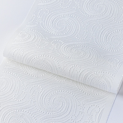 ワタマサ　三重織 正絹白半衿(渦水)シルク100%日本製和装小物　丹後ちりめん織元より【1606010】