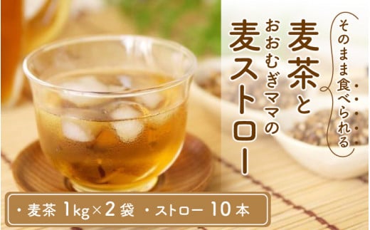 
福井産六条大麦そのまま食べられる麦茶とおおむぎママの麦ストロー®★環境配慮商品★ 【お茶 茶 エコ 脱プラスチック 国産 六条大麦 香り】[A-034002]
