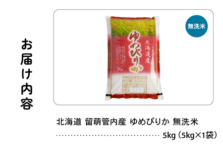 北海道 留萌管内産 ゆめぴりか 無洗米 5kg 特A おいしい 産地直送 無洗米 北海道産 精米 R004-100