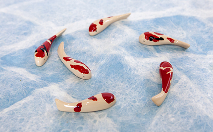 コイオキ 色漆錦鯉 2折（紅白・三色） 民芸品 工芸品