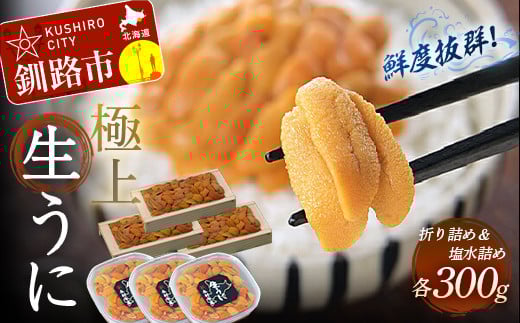 
            【豪華・えぞバフンうに食べ比べセット】塩水詰め100g×3・折ウニ100g×3 ふるさと納税 うに F4F-0575
          