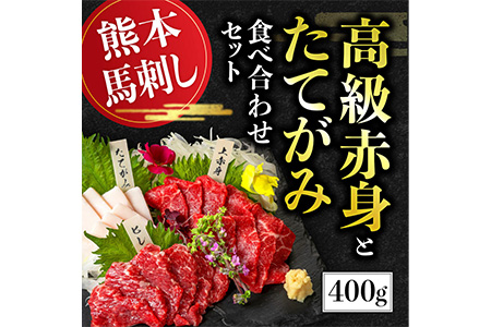 【国産】 熊本 馬刺し 高級赤身とたてがみ 食べ合わせセット 計400g 専用タレ付き 【 馬肉 馬刺し 赤身 たてがみ 食べ比べ 詰め合わせ お取り寄せ グルメ 冷凍 熊本名物 真空パック 送料無料