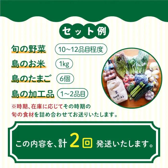 【全2回定期便】壱岐産食材詰め合わせBOX「野菜」《壱岐市》【壱岐イルカパーク＆リゾート】米 卵 塩 醤油 あおさ [JBF034]