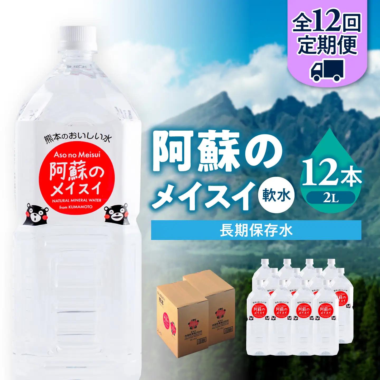 【全12回定期便】熊本 阿蘇のメイスイ 2L × 6本 2ケース（計12本） 天然水 水 ミネラルウォーター 保存 2年 【丸富産業株式会社】[AYDB030]