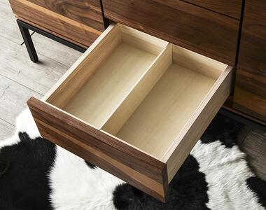 大川家具 ブローディ120リビングボード ステンレス脚 天然木ウォールナット