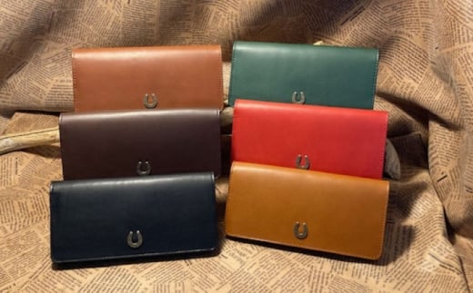 蹄鉄付きシンプルロングウォレット(キャメル)　　本革 レザー 革小物　栗東市 / 株式会社ブルズエフ [BIAU578]