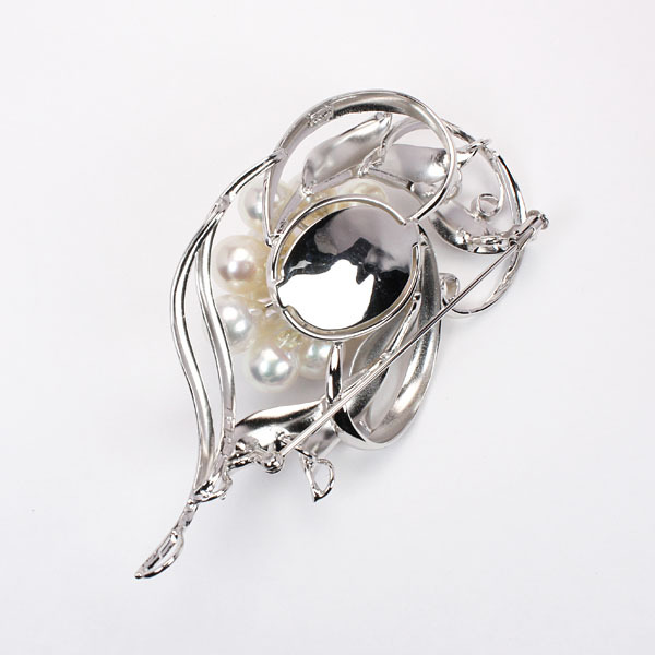 パールブローチ 植物モチーフ 本真珠 7mm シルバー製 b-mp101a7h