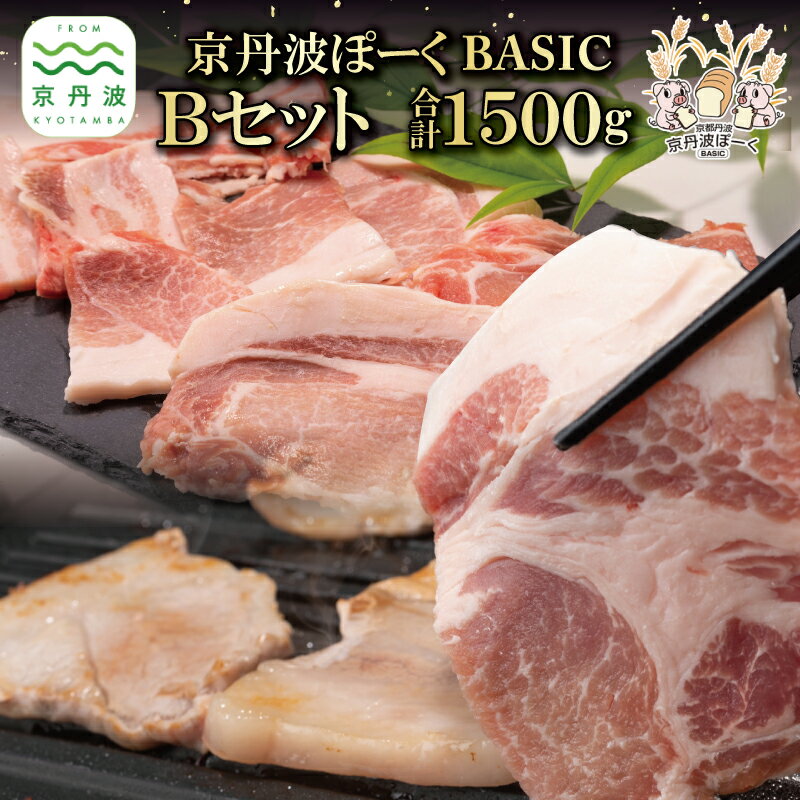 【ふるさと納税】京丹波ぽーく ベーシック Bセット 500g 3種類 1.5kg 4～6人分 国産 豚肉 三元豚 ポーク 京都ぽーく スライス トンカツ トンテキ 詰め合わせ バラエティ セット おつまみ パーティー アウトドア ※北海道・沖縄・その他離島は配送不可