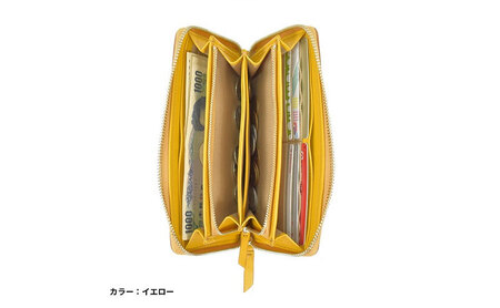 財布 長財布 本革 レザー イエロー 黄色 財布