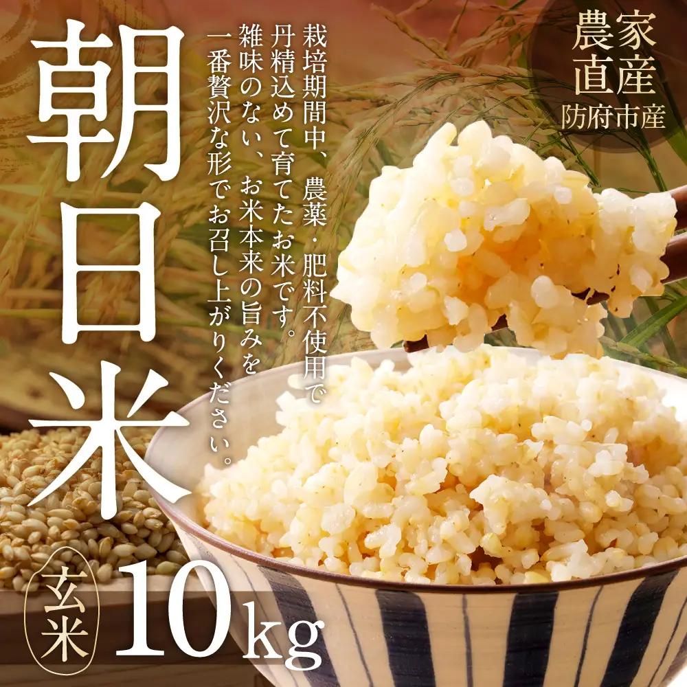 栽培期間中農薬・肥料不使用で作った朝日米 玄米10kg 粟屋農場 山口県 防府市 D-B12 玄米 朝日米 10kg 栽培期間中農薬不使用 肥料不使用 無農薬 自然栽培 在来種 希少米 佐波川