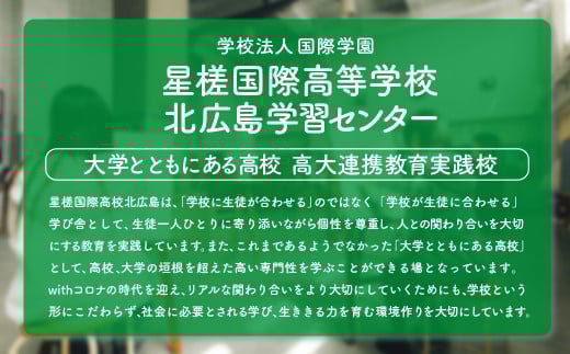 【お礼の品なし】 北広島市私立養育機関支援(学校法人国際学園星槎国際高等学校北広島学習センター )  【寄付金額￥10,000】