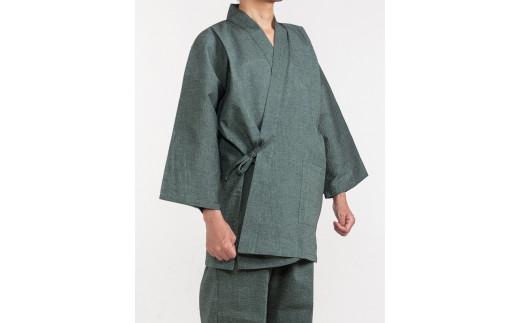 061-10 【鼠・Lサイズ】織り・縫製 地元遠州製 しじら織り(無地)作務衣