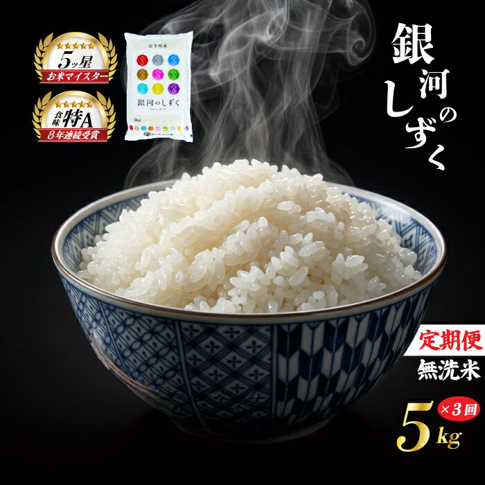 【ふるさと納税】 銀河のしずく 無洗米 5kg 米 定期便 3回 3ヶ月 連続 お届け 盛岡市産 いわて米 ブランド米 精米 白米 米 お米 こめ コメ ライス ご飯 ごはん 美味しい おすすめ贈り物 ぎんがのしずく 国産 産地直送 盛岡 佐々木米穀店