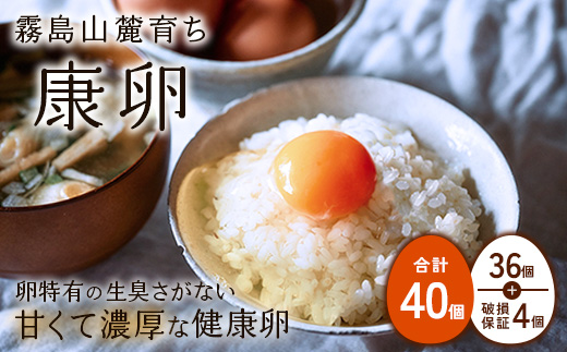 【ふるさと納税】卵【定期便】霧島山麓育ち こだわり卵 康卵 計40個（36個 + 割れ保証4個）たまご 玉子 卵焼き 玉子焼き たまご焼き 生卵 鶏卵 たまごかけごはん 国産 九州産 宮崎県産 送料無料