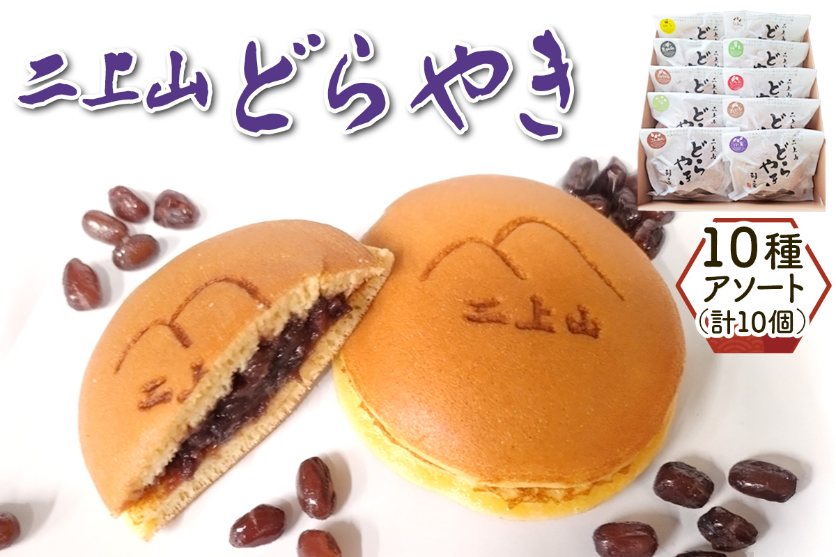 二上山どら焼き おすすめ10種アソート (合計10個)｜和菓子 どら焼き 奈良 お取り寄せ ギフト あんこ スイーツ [3155]