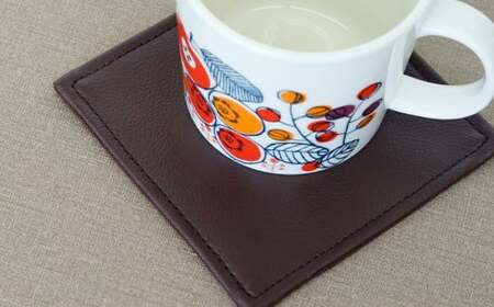 No.219-02 PVCレザーコースター「LEST」（ブラック）