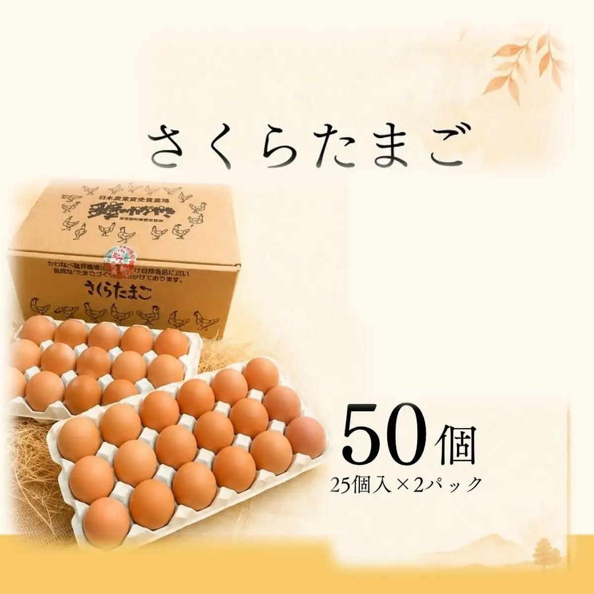 かわなべ鶏卵農場のこだわりのたまご 50個 さくらたまご 青梅市