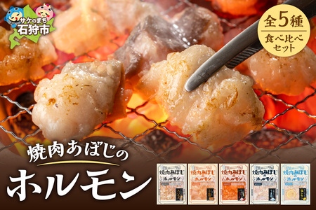 焼肉あぼじのホルモン 5種食べ比べセット（スパイス・コク味噌・ピリ辛・うま塩・瀬戸内塩レモン）
