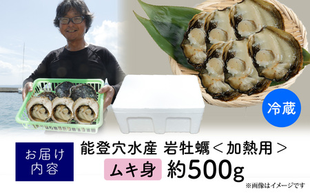 奥能登 河端水産の岩牡蠣【むき身・加熱用】約500g ～鮮度抜群 とれたてをお届け～ / 魚介類 魚貝類 貝 海の幸 海のミルク オイスター 海鮮 国産 穴水町 奥能登 能登半島 旬 かき カキ