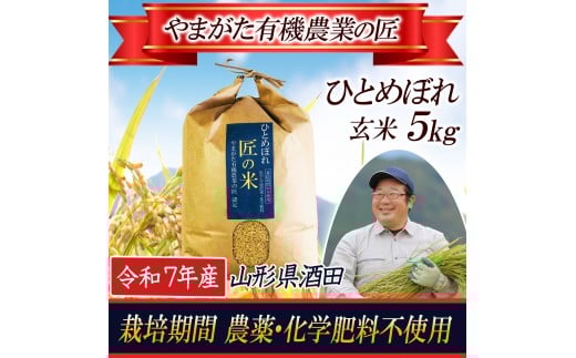 令和7年産【玄米】ひとめぼれ 5kg〔やまがた有機農業の匠〕 HA SA2748