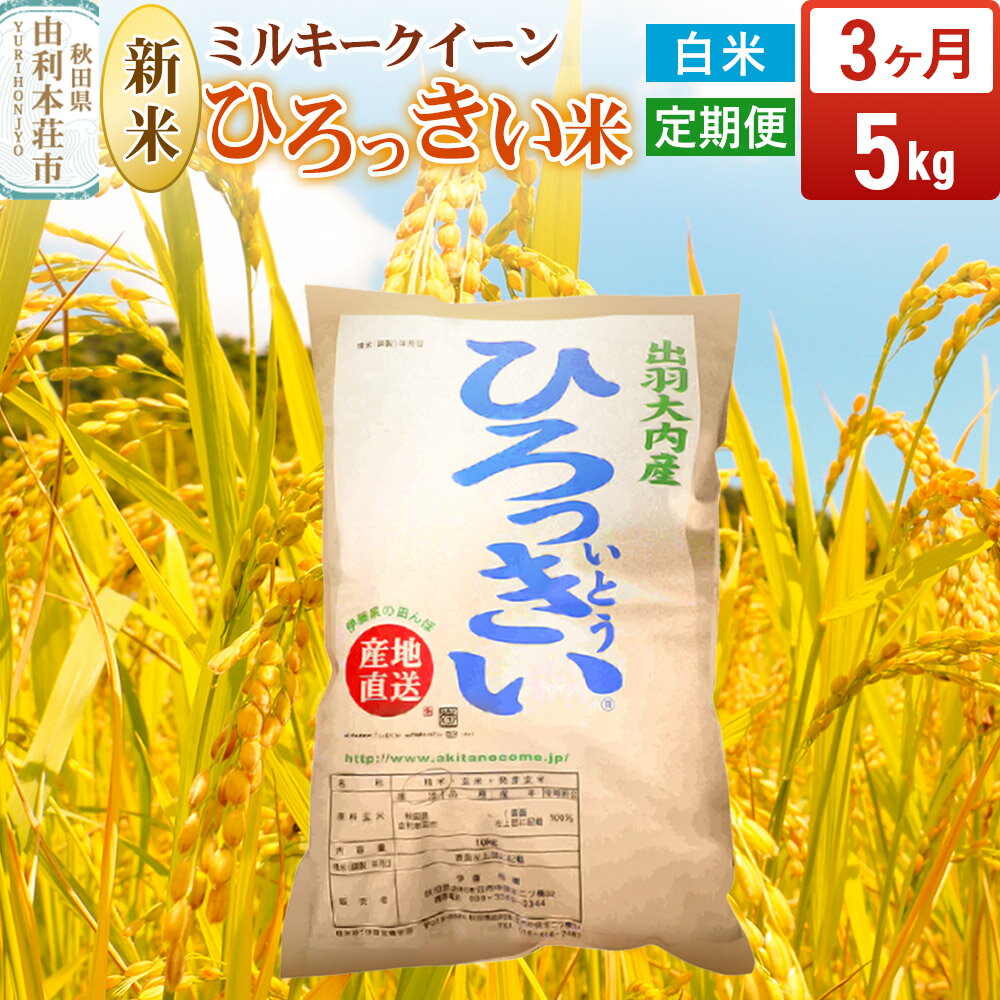 【ふるさと納税】《定期便3ヶ月》【白米】 秋田県産 ミルキークイーン 5kg 令和7年産 ひろっきい米