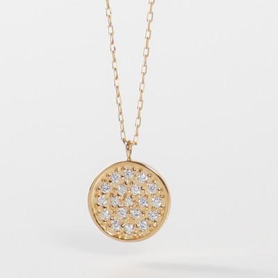 ふるさと納税 大津市 【18金 ラボダイヤネックレス 0.095ct】50cm パヴェペンダント 大人のアクセ K18