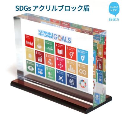 ふるさと納税 新居浜市 SDGs アクリルブロック盾 (厚さ40×幅210×高さ142mm) 高級専用台付き