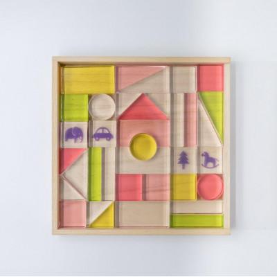 ふるさと納税 河内長野市 おもちゃを閉じ込めたアクリル積み木 36ピース ピンク HIKARINOTOY