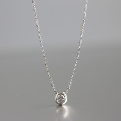 ふるさと納税 大津市 プラチナ900【0.2ct ラボダイヤモンドネックレス】馬蹄デザイン 未来の輝き 一粒ペンダント |  | 03