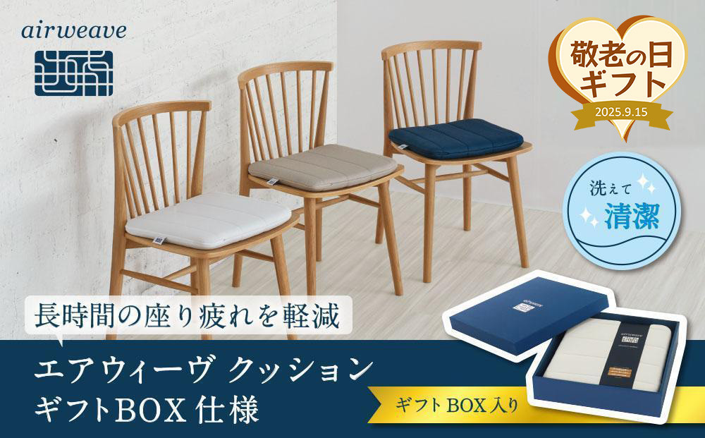 【敬老の日にお届け】エアウィーヴ クッション グレー  ギフトBOX仕様 232238_T071-GFT04-PR