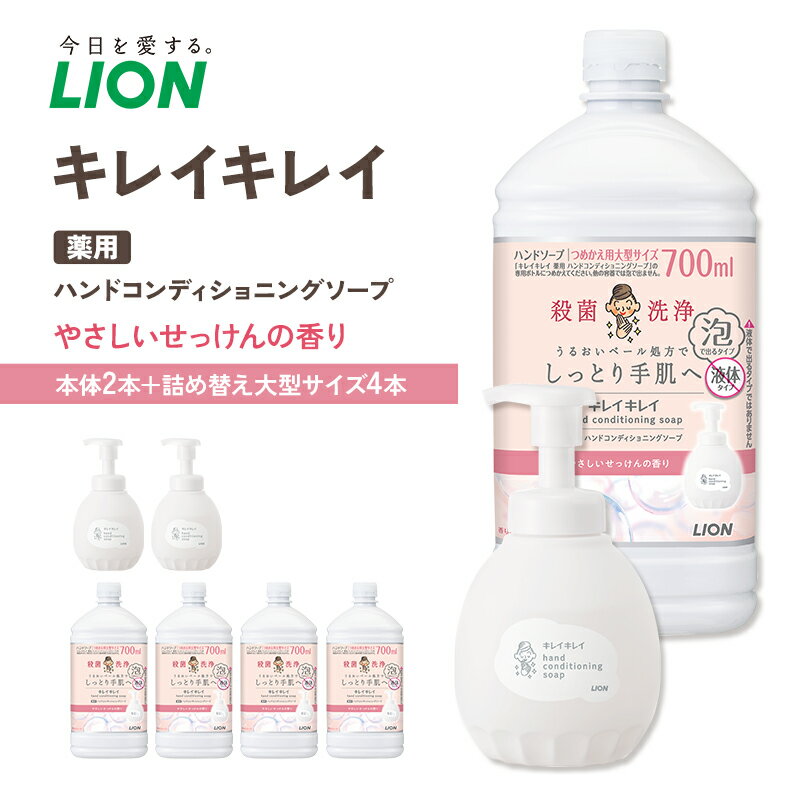 【ふるさと納税】キレイキレイ薬用ハンドコンディショニングソープ（本体2本＋替大型4本）やさしいせっけんの香り