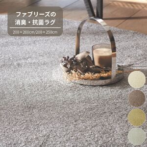 T113(アイボリー/200×250cm)4色から選べるファブリーズの消臭・抗菌ナイロンラグ ２サイズ展開(アイボリー/200×250cm)