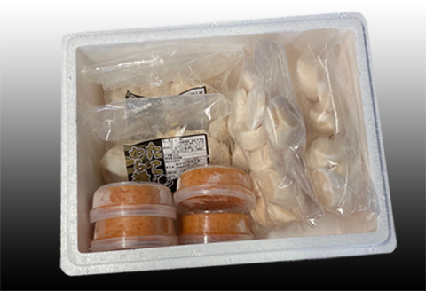 たこ唐揚げ250g×4P、ほたて貝柱500g×3P、いくら醤油漬け100g×4P D-30047