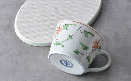 【波佐見焼】花グリーン唐草 カップ＆amp;ソーサー ペアセット【一夢窯】[XE09]