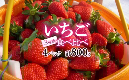 ＜2026年発送先行予約＞南アルプス市産いちご3種類4パック　200g×4パック ALPAG013