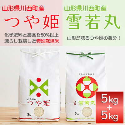 【ふるさと納税】《先行予約》令和7年産　山形県産　つや姫・雪若丸　計10kg_ 米 こめ 白米 精米 精白米 特別栽培米 つや姫 雪若丸 山形県 ブランド米 産地直送 人気 おすすめ 贈答 ギフト プレゼント 送料無料 お取り寄せ お米 ごはん 【1144536】
