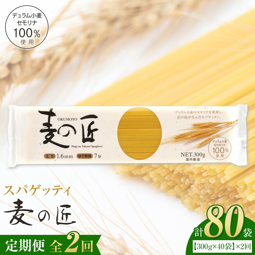 【ふるさと納税】【全2回定期便】「麦の匠」デュラムセモリナ100％スパゲッティ300g×40袋/ パスタ 国産 貝塚産 麺 もちもち 大阪府貝塚市 | パスタ 国産パスタ 貝塚産パスタ パスタ麺 もちもちパスタ スパゲティ 国産スパゲッティ 貝塚産スパゲティ スパゲッティ
