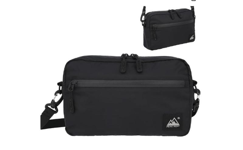 PEAKHUNT サコッシュ（マチ付） 撥水 防水 超軽量 メンズ レディース 登山 トラベル ハイキング 旅行 黒 ピークハント