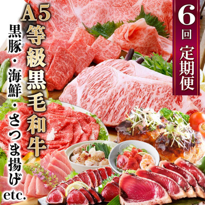 定期便(6回)お楽しみ便(A5等級黒毛和牛・黒豚・海鮮・さつま揚げ等)GG-0052【配送不可地域：離島】【1166771】