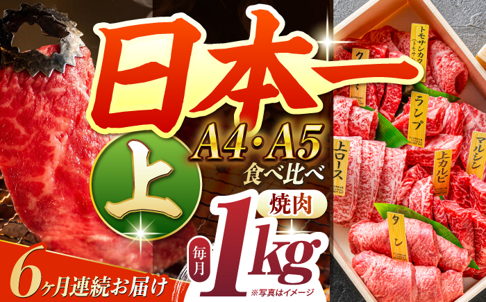 
            【6回定期便】【A4-A5上ランク】 長崎和牛 焼肉 盛り合わせ（上盛り）約1kg 長与町/meat shop FUKU [ECS011]
          