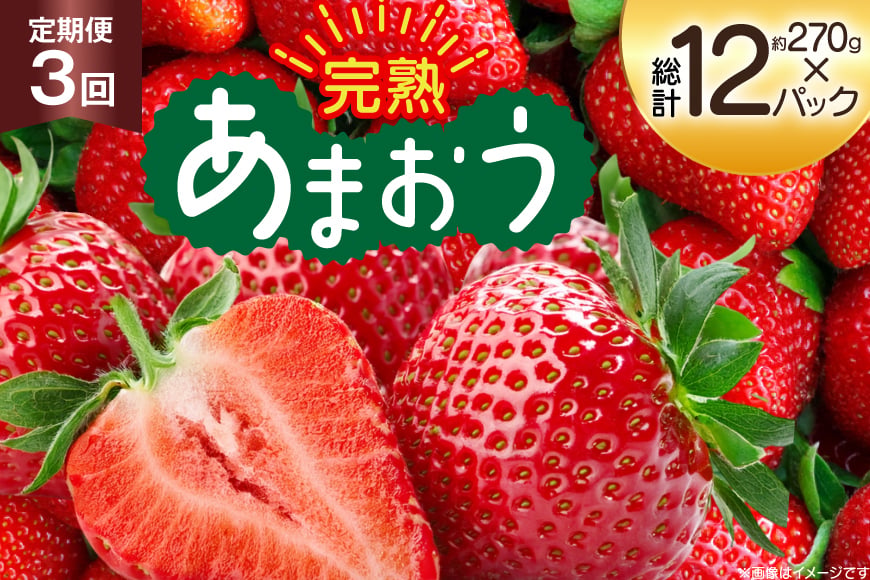 【期間限定発送】 いちご 3回 定期便 福岡県産 完熟 博多 あまおう 270g 4p 総計12p [mhshops 福岡県 筑紫野市 21761227] イチゴ 苺 フルーツ 果物 くだもの 4パッ
