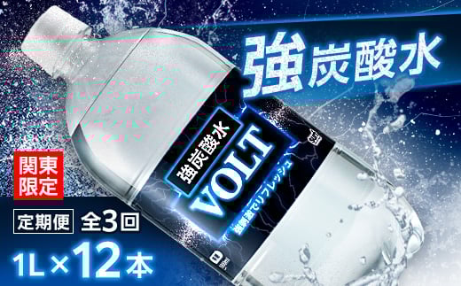 ＜毎月定期便＞＜関東のみお届け＞ 強炭酸水 1L 12本 計12L サーフVOLT(ボルト) 全3回【4055699】