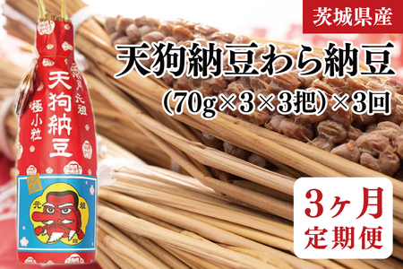 【3ヶ月定期便】【天狗納豆】わら納豆3本入り 3把×3回【納豆 なっとう 老舗 極小粒 大豆 朝食 ご飯 水戸市 水戸 茨城県 30000円以内 3万円以内】 (DQ-7)