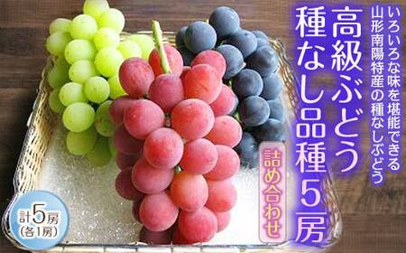 【令和7年産先行予約】 高級ぶどう 5房詰合せ 《令和7年9月中旬～発送》 『漆山果樹園』 葡萄 ぶどう ブドウ 新鮮 果物 フルーツ デザート 山形県 南陽市 [662]
