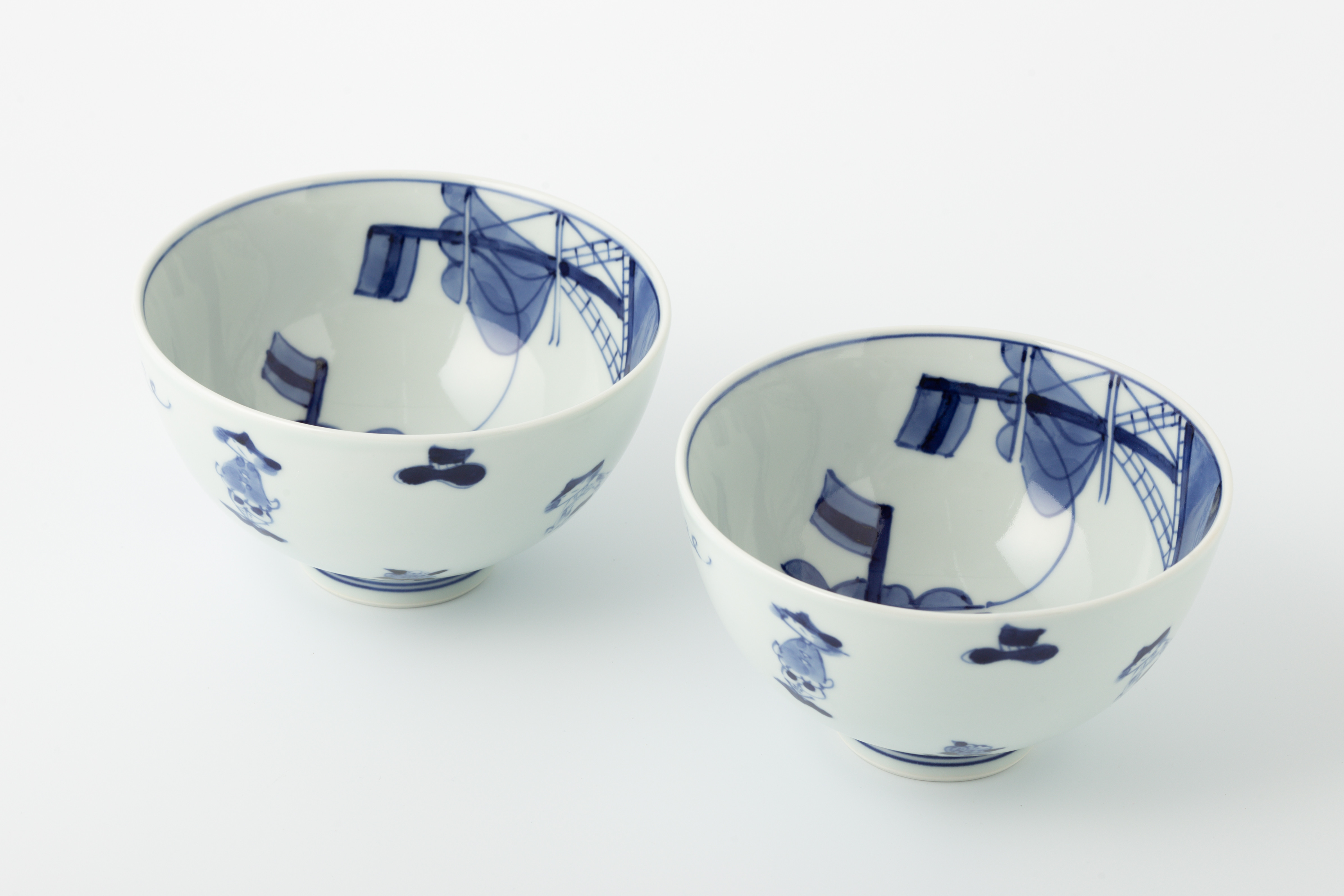 
                  有田焼 青花 異人づくし 5寸深丼 2個セット ヤマト陶磁器
                